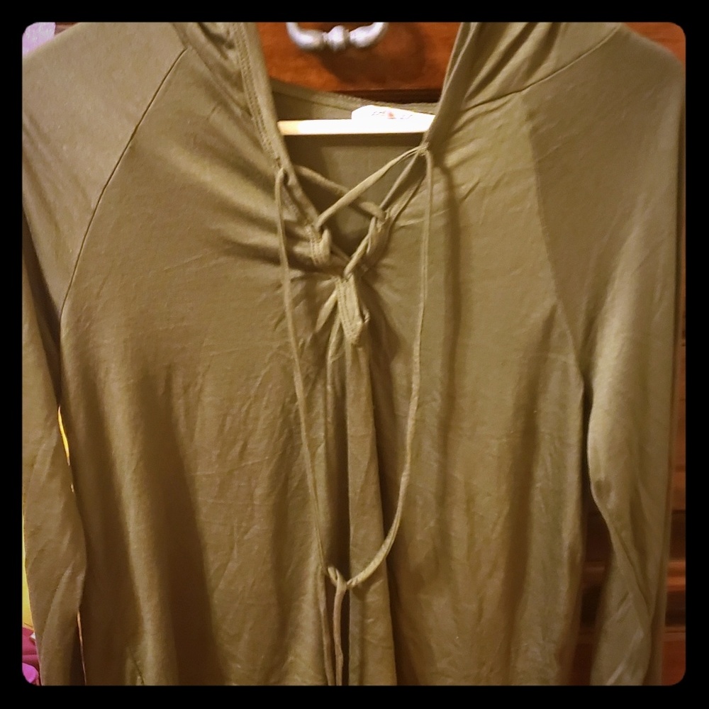 Green blouse with hood